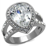 TK2504 - High polished (no plating) Stainless Steel Ring with Top Grade Crystal in Clear - Alamode - Flyclothing LLC