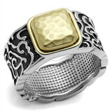 TK2509 - Two-Tone IP Gold (Ion Plating) Stainless Steel Ring with Epoxy in Jet - Alamode - Flyclothing LLC