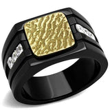 TK2519 - Two-Tone IP Gold (Ion Plating) Stainless Steel Ring with AAA Grade CZ in Clear - Alamode - Flyclothing LLC