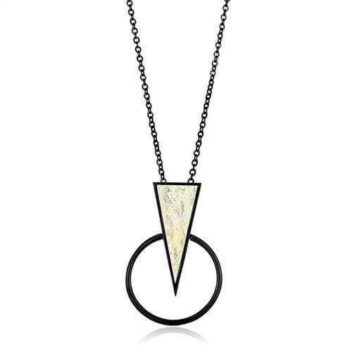TK2524 - IP Black(Ion Plating) Stainless Steel Chain Pendant with Leather in White - Alamode - Flyclothing LLC