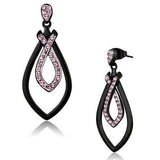 TK2532 - Two-Tone IP Black (Ion Plating) Stainless Steel Earrings with Top Grade Crystal in Light Rose - Alamode - Flyclothing LLC
