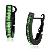 TK2534 - IP Black(Ion Plating) Stainless Steel Earrings with Top Grade Crystal in Peridot - Alamode - Flyclothing LLC
