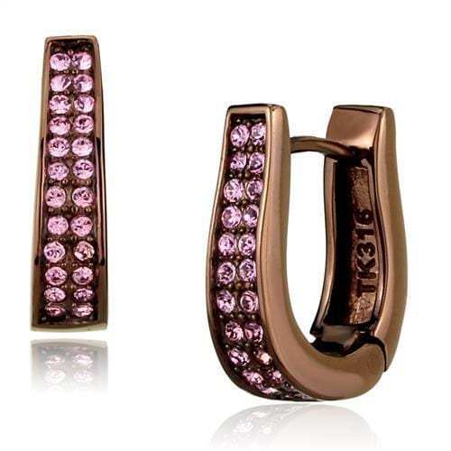 TK2537 - IP Coffee light Stainless Steel Earrings with Top Grade Crystal in Light Rose - Alamode - Flyclothing LLC