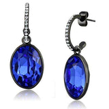 TK2538 - IP Black(Ion Plating) Stainless Steel Earrings with Top Grade Crystal in Sapphire - Alamode - Flyclothing LLC
