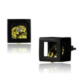 TK2540 - IP Black(Ion Plating) Stainless Steel Earrings with AAA Grade CZ in Topaz - Alamode - Flyclothing LLC