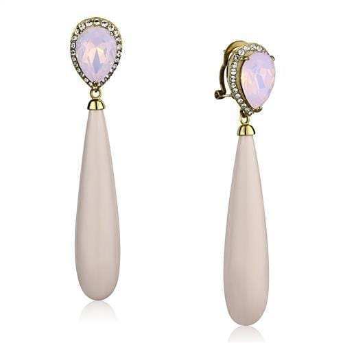 TK2543 - IP Gold(Ion Plating) Stainless Steel Earrings with Top Grade Crystal in Light Rose - Alamode - Flyclothing LLC
