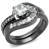 TK2546 - IP Light Black (IP Gun) Stainless Steel Ring with AAA Grade CZ in Clear - Alamode - Flyclothing LLC