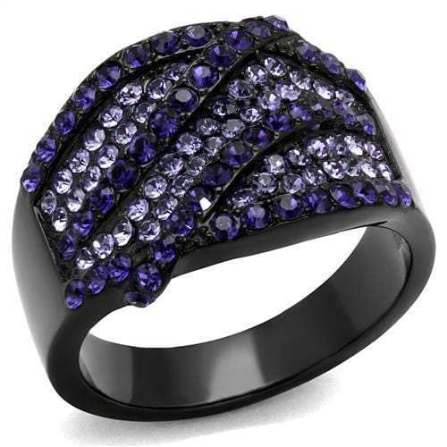 TK2551 - IP Black(Ion Plating) Stainless Steel Ring with Top Grade Crystal in Multi Color - Alamode - Flyclothing LLC