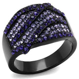 TK2551 - IP Black(Ion Plating) Stainless Steel Ring with Top Grade Crystal in Multi Color - Alamode - Flyclothing LLC