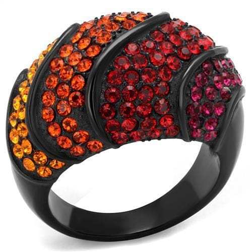 TK2553 - IP Black(Ion Plating) Stainless Steel Ring with Top Grade Crystal in Multi Color - Alamode - Flyclothing LLC