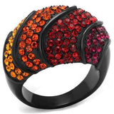 TK2553 - IP Black(Ion Plating) Stainless Steel Ring with Top Grade Crystal in Multi Color - Alamode - Flyclothing LLC