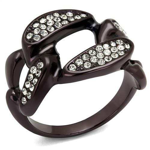 TK2558 - IP Dark Brown (IP coffee) Stainless Steel Ring with Top Grade Crystal in Clear - Alamode - Flyclothing LLC