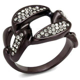 TK2558 - IP Dark Brown (IP coffee) Stainless Steel Ring with Top Grade Crystal in Clear - Alamode - Flyclothing LLC