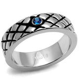 TK2565 - High polished (no plating) Stainless Steel Ring with Top Grade Crystal in Sea Blue - Alamode - Flyclothing LLC