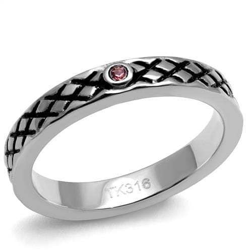 TK2566 - High polished (no plating) Stainless Steel Ring with Top Grade Crystal in Rose - Alamode - Flyclothing LLC