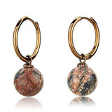 TK2572 - IP Coffee light Stainless Steel Earrings with Semi-Precious Leopard Stone in Multi Color - Alamode - Flyclothing LLC