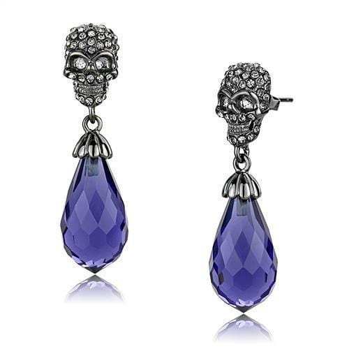 TK2574 - IP Light Black (IP Gun) Stainless Steel Earrings with Synthetic Synthetic Glass in Tanzanite - Alamode - Flyclothing LLC