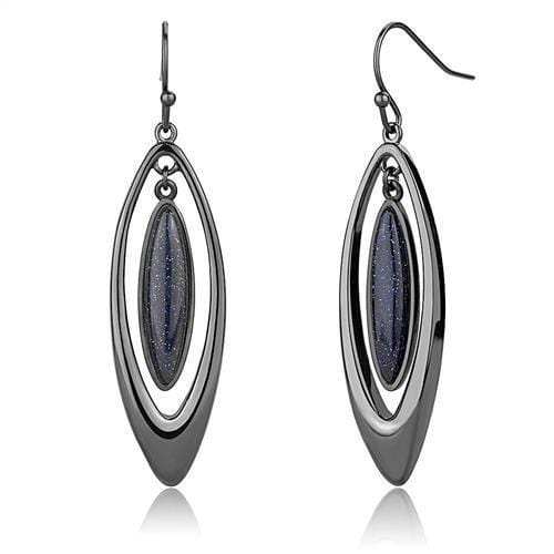 TK2577 - IP Light Black (IP Gun) Stainless Steel Earrings with Blue Sand in Montana - Alamode - Flyclothing LLC