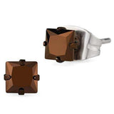 TK2582 - Two Tone IP Light Brown (IP Light coffee) Stainless Steel Earrings with AAA Grade CZ in Light Coffee - Alamode - Flyclothing LLC