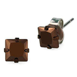 TK2583 - Two Tone IP Light Brown (IP Light coffee) Stainless Steel Earrings with AAA Grade CZ in Light Coffee - Alamode - Flyclothing LLC