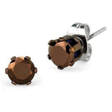 TK2586 - Two Tone IP Light Brown (IP Light coffee) Stainless Steel Earrings with AAA Grade CZ in Light Coffee - Alamode - Flyclothing LLC