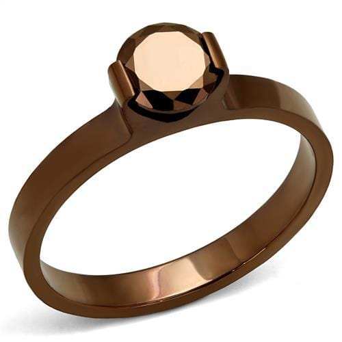 TK2593 - IP Coffee light Stainless Steel Ring with AAA Grade CZ in Light Coffee - Alamode - Flyclothing LLC