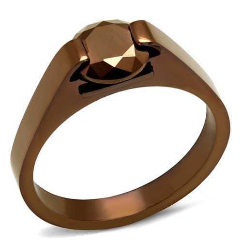 TK2594 - IP Coffee light Stainless Steel Ring with AAA Grade CZ in Light Coffee - Alamode - Flyclothing LLC