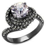 TK2604 - IP Light Black (IP Gun) Stainless Steel Ring with Top Grade Crystal in Light Amethyst - Alamode - Flyclothing LLC