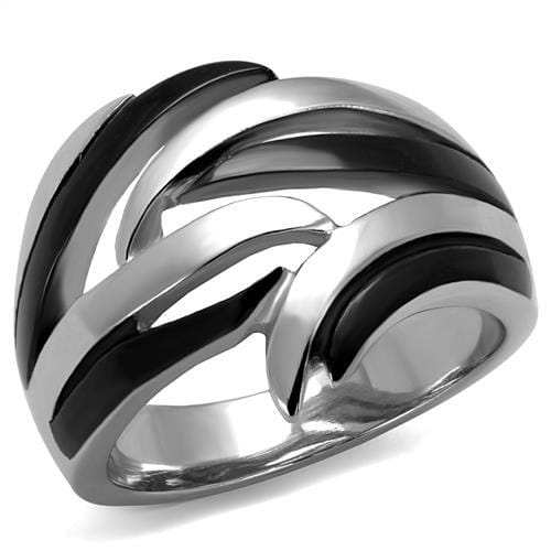 TK2605 - Two-Tone IP Black (Ion Plating) Stainless Steel Ring with No Stone - Alamode - Flyclothing LLC