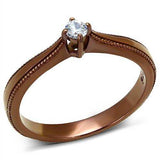TK2610 - IP Coffee light Stainless Steel Ring with AAA Grade CZ in Clear - Alamode - Flyclothing LLC
