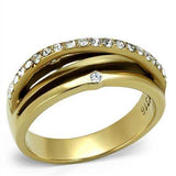 TK2611 - IP Gold(Ion Plating) Stainless Steel Ring with Top Grade Crystal in Clear - Alamode - Flyclothing LLC