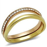 TK2613 - IP Gold & IP Rose Gold (Ion Plating) Stainless Steel Ring with Top Grade Crystal in Clear - Alamode - Flyclothing LLC