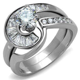 TK2617 - No Plating Stainless Steel Ring with AAA Grade CZ in Clear - Alamode - Flyclothing LLC