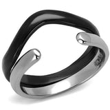 TK2618 - Two-Tone IP Black (Ion Plating) Stainless Steel Ring with No Stone - Alamode - Flyclothing LLC
