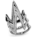 TK2619 - Two-Tone IP Black (Ion Plating) Stainless Steel Ring with Top Grade Crystal in Clear - Alamode - Flyclothing LLC