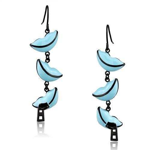 TK2624 - IP Black(Ion Plating) Stainless Steel Earrings with Epoxy in Sea Blue - Alamode - Flyclothing LLC