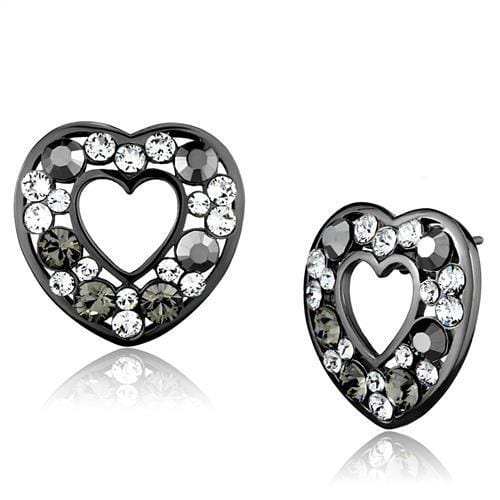 TK2627 - IP Light Black (IP Gun) Stainless Steel Earrings with Top Grade Crystal in Multi Color - Alamode - Flyclothing LLC