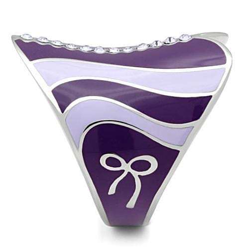 TK262 - High polished (no plating) Stainless Steel Ring with Top Grade Crystal in Sea Blue - Alamode - Flyclothing LLC