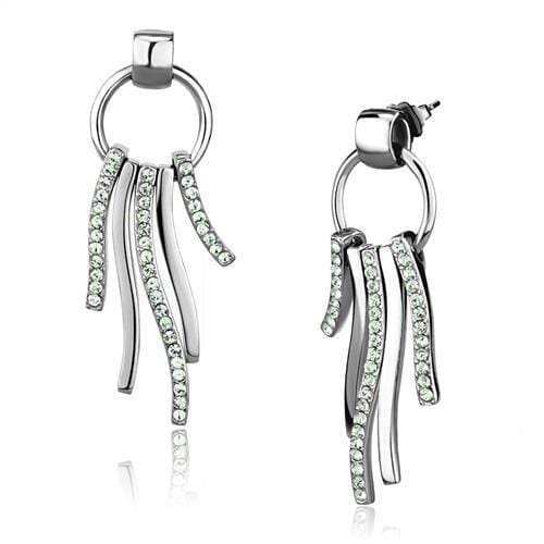TK2633 - High polished (no plating) Stainless Steel Earrings with Top Grade Crystal in Peridot - Alamode - Flyclothing LLC
