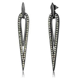 TK2634 - IP Light Black (IP Gun) Stainless Steel Earrings with Top Grade Crystal in Smoky Topaz - Alamode - Flyclothing LLC