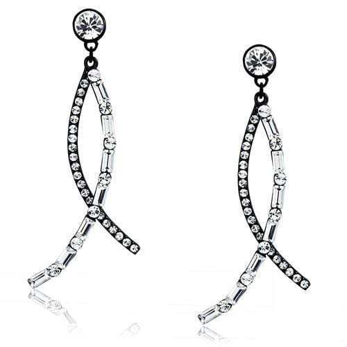 TK2635 - IP Light Black (IP Gun) Stainless Steel Earrings with Top Grade Crystal in Clear - Alamode - Flyclothing LLC