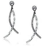 TK2635 - IP Light Black (IP Gun) Stainless Steel Earrings with Top Grade Crystal in Clear - Alamode - Flyclothing LLC