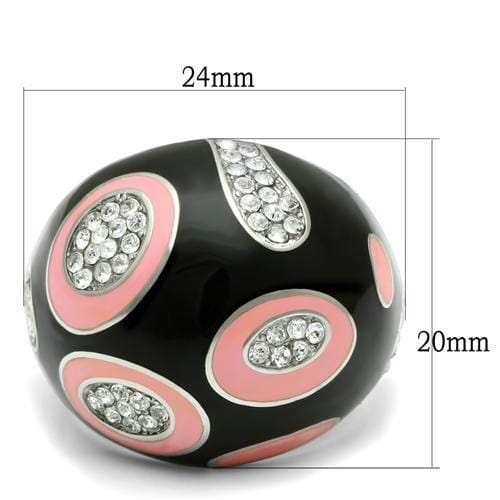 TK263 - High polished (no plating) Stainless Steel Ring with Top Grade Crystal in Clear - Alamode - Flyclothing LLC