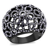 TK2642 - IP Light Black (IP Gun) Stainless Steel Ring with Top Grade Crystal in Tanzanite - Alamode - Flyclothing LLC