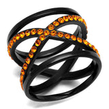 TK2645 - IP Black(Ion Plating) Stainless Steel Ring with Top Grade Crystal in Orange - Alamode - Flyclothing LLC