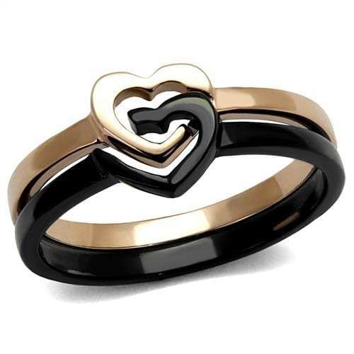 TK2650 - IP Rose Gold+ IP Black (Ion Plating) Stainless Steel Ring with No Stone - Alamode - Flyclothing LLC