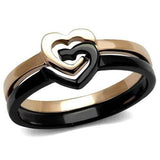 TK2650 - IP Rose Gold+ IP Black (Ion Plating) Stainless Steel Ring with No Stone - Alamode - Flyclothing LLC