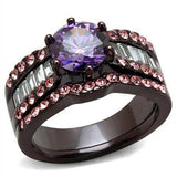 TK2652 - IP Dark Brown (IP coffee) Stainless Steel Ring with AAA Grade CZ in Amethyst - Alamode - Flyclothing LLC