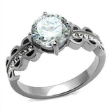 TK2658 - High polished (no plating) Stainless Steel Ring with AAA Grade CZ in Clear - Alamode - Flyclothing LLC