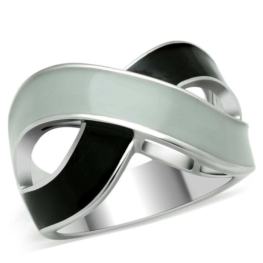 TK265 - Rhodium Stainless Steel Ring with Epoxy in No Stone - Alamode - Flyclothing LLC